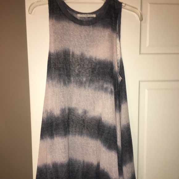 Audrey 3+1 tan and blue swing knit tunic - Picture 2 of 3